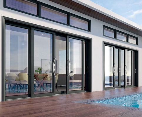 Apartamentowe lub mieszkaniowe drzwi przesuwne z aluminium w nowoczesnym stylu projektowania z funkcją zapobiegania oparom olejowym