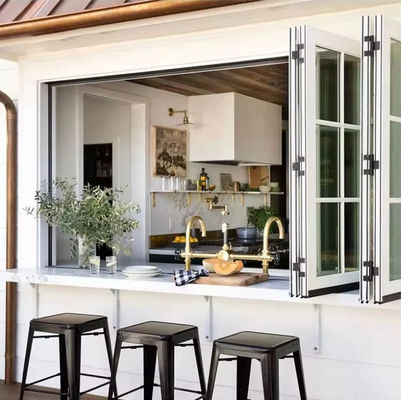 Wykonane na zamówienie Balkon Aluminiowy Składane Okno Ocieplone Izolowane Składane Okno Szklane