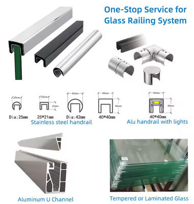 Lamel U Channel Glass Balustrade Installacja montowana na górze ze szkłem laminowanym