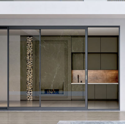 Zamówione wymiary Aluminiowe drzwi przesuwne Izolowane szkło Podwójne szyby drzwi przesuwne