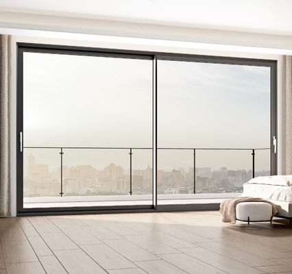 Zamówione wymiary Aluminiowe drzwi przesuwne Izolowane szkło Podwójne szyby drzwi przesuwne