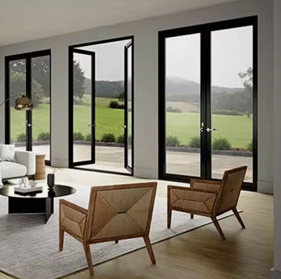Cienkie ramy aluminiowe drzwi swingowe laminowane szkło hartowane drzwi swingowe aluminiowe