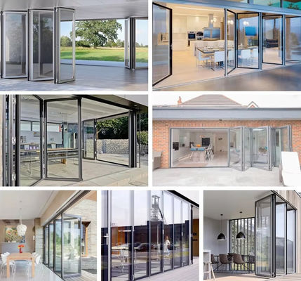 Wydajność energetyczna Drzwi składane z aluminium Gęste profile Drzwi składane ze szkła