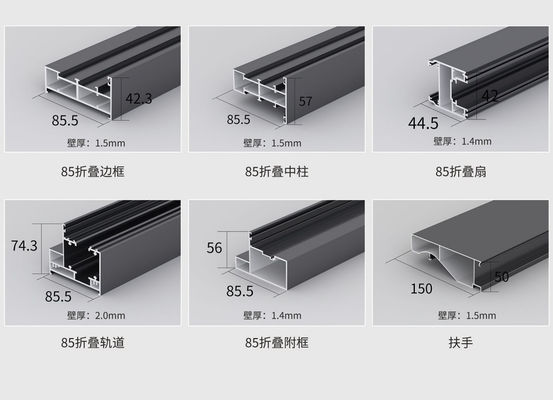Gładkie składane szare aluminium dwustronne drzwi dostosowane odporność na huragany