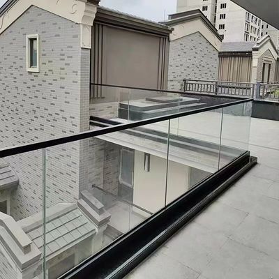 Bezramkowa aluminiowa bariera szklana U-kanału prostokątna balustrada U-kanału