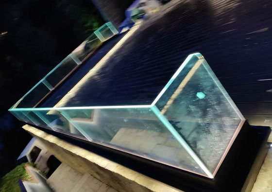 Bezramkowe aluminium i szklane balustrady w kształcie prostokąta z światłem LED