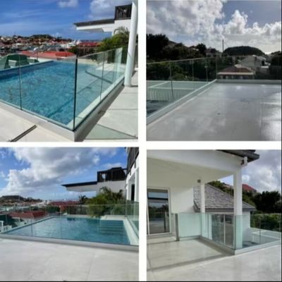 Kolorowe światło LED szkło laminowane U Channel System Szklane balustrady do patio