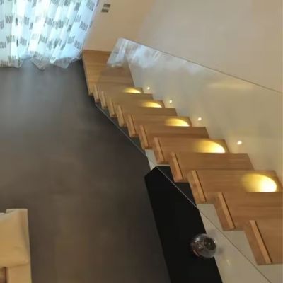 Villa Design Pływające schody Niewidzialny stalowy sznurek z drewnianym szklanym balustradem
