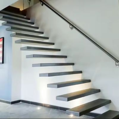Zindywidualizowane Auto Led Light Wewnętrzne Pływające Drewniane Schody Z Niewidzialną Bramką ze Stainless Steel