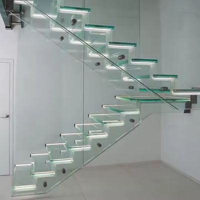 Niestandardowe kształty projekt schodów pływających ze szklanymi balustradami 10 mm