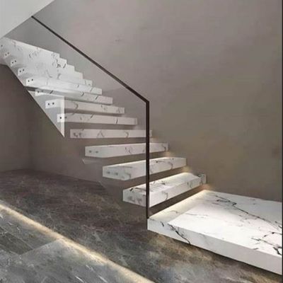 Dostosowalne pływające szklane schody Trwałe i stylowe wzornictwo z satenową/lustrzaną balustradą ze stali nierdzewnej