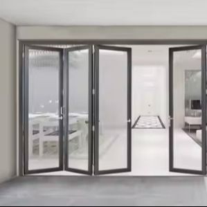 Nowoczesny wnętrze patio Szkło wodoodporne system drzwi dwustronnych aluminiowych do restauracji