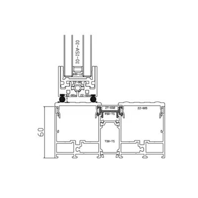 Wnętrze drzwi z aluminiowych zawiasów ze szkła i grubości ramy 1,8 mm