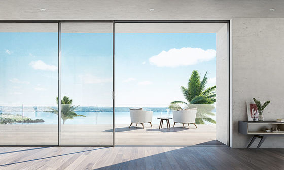 Nowoczesne, proste aluminiowe drzwi przesuwne ze stalowymi okuciami i wzmocnioną ramą