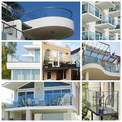 Niestandardowa czarna powłoka bez ramy U Channel Glass Railing Glass Balustrade