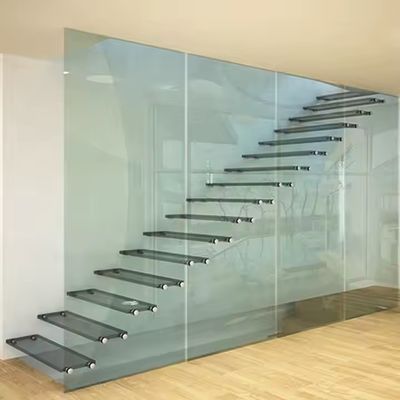 Niestandardowe kształty projekt schodów pływających ze szklanymi balustradami 10 mm